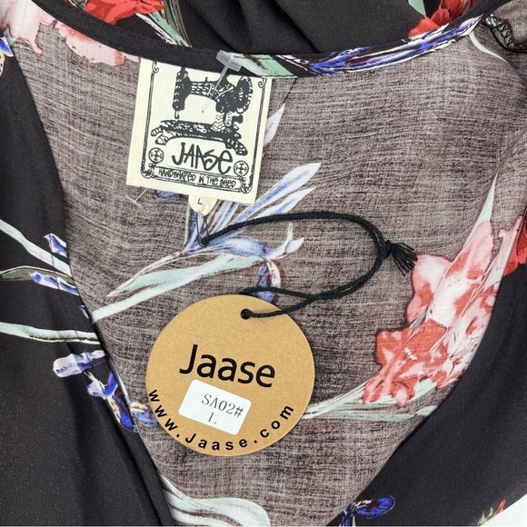 NWT Jaase Black Floral Boho Wide Leg Jumpsuit Size Large - Picture 8 of 8